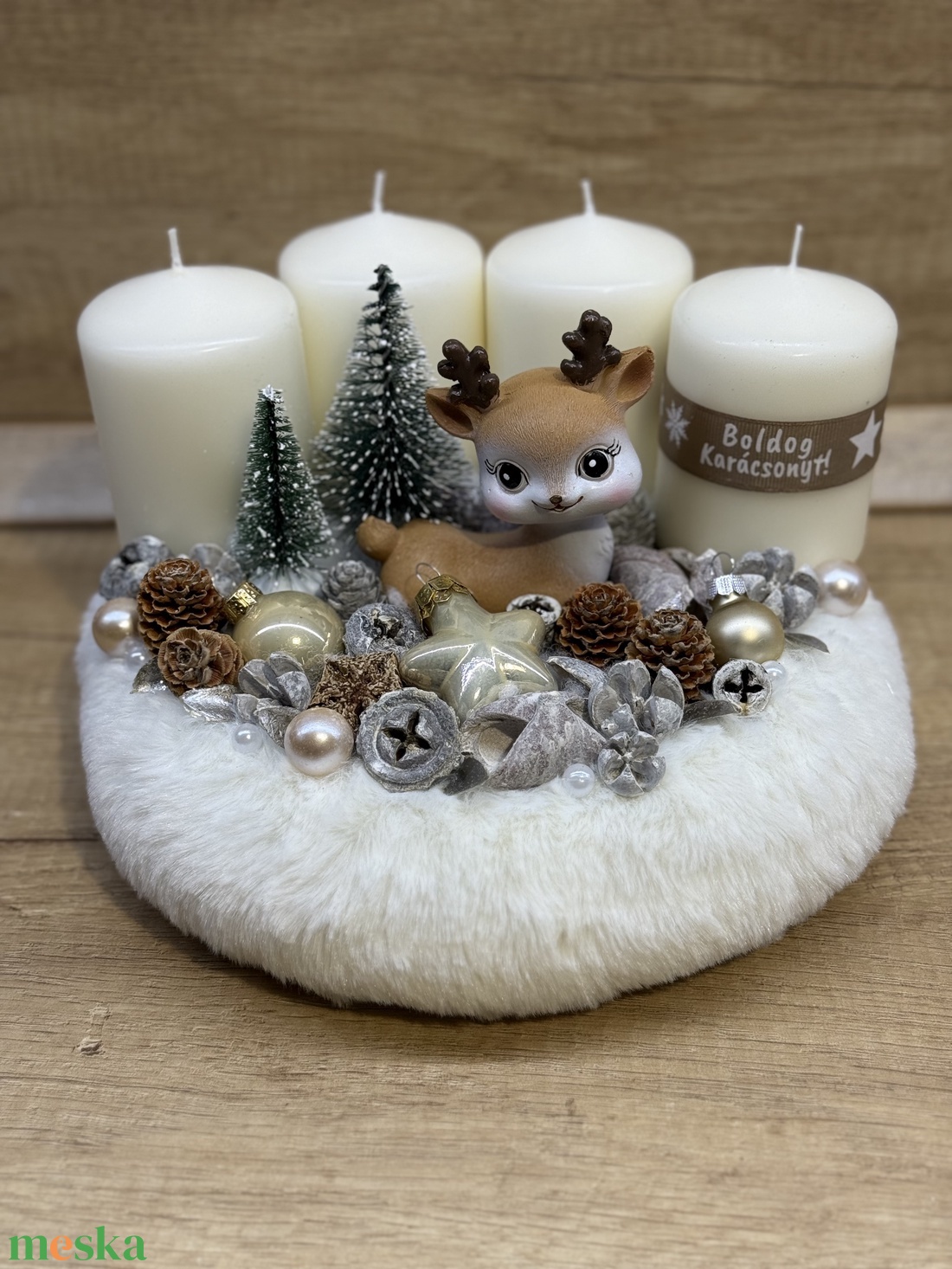 Őzikés adventi koszorú - karácsony - adventi díszek - adventi gyertyadíszek és koszorúdíszek - Meska.hu