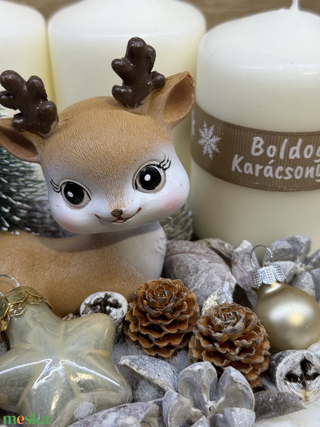 Őzikés adventi koszorú - karácsony - adventi díszek - adventi gyertyadíszek és koszorúdíszek - Meska.hu