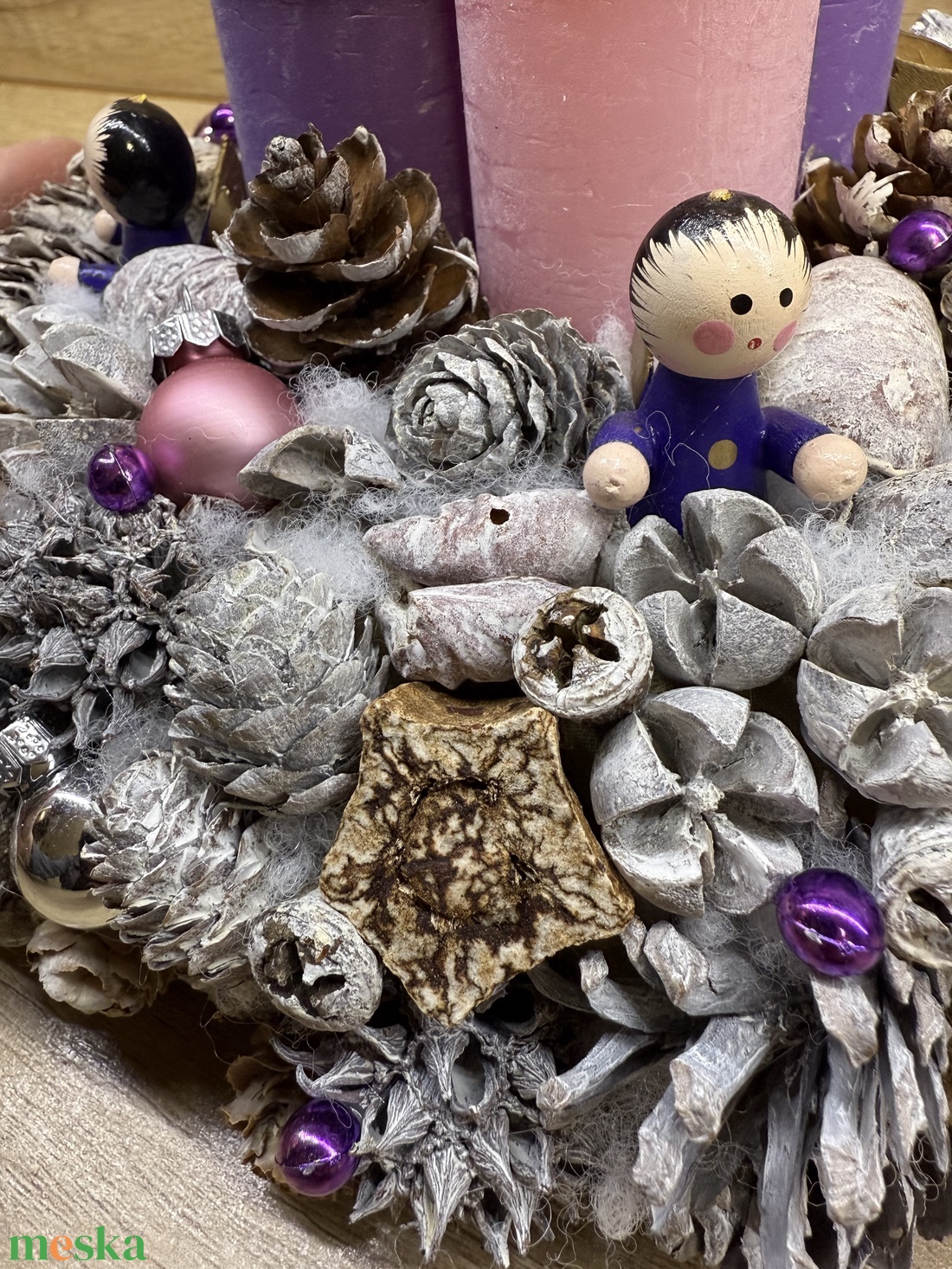 Lila gyertyás adventi koszorú - karácsony - adventi díszek - adventi gyertyadíszek és koszorúdíszek - Meska.hu