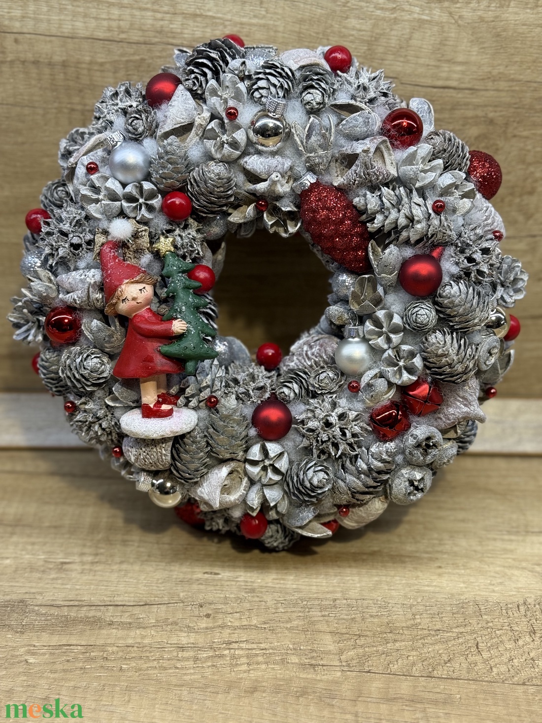 Adventi koszorú  kerámia figurával - karácsony - adventi díszek - adventi gyertyadíszek és koszorúdíszek - Meska.hu