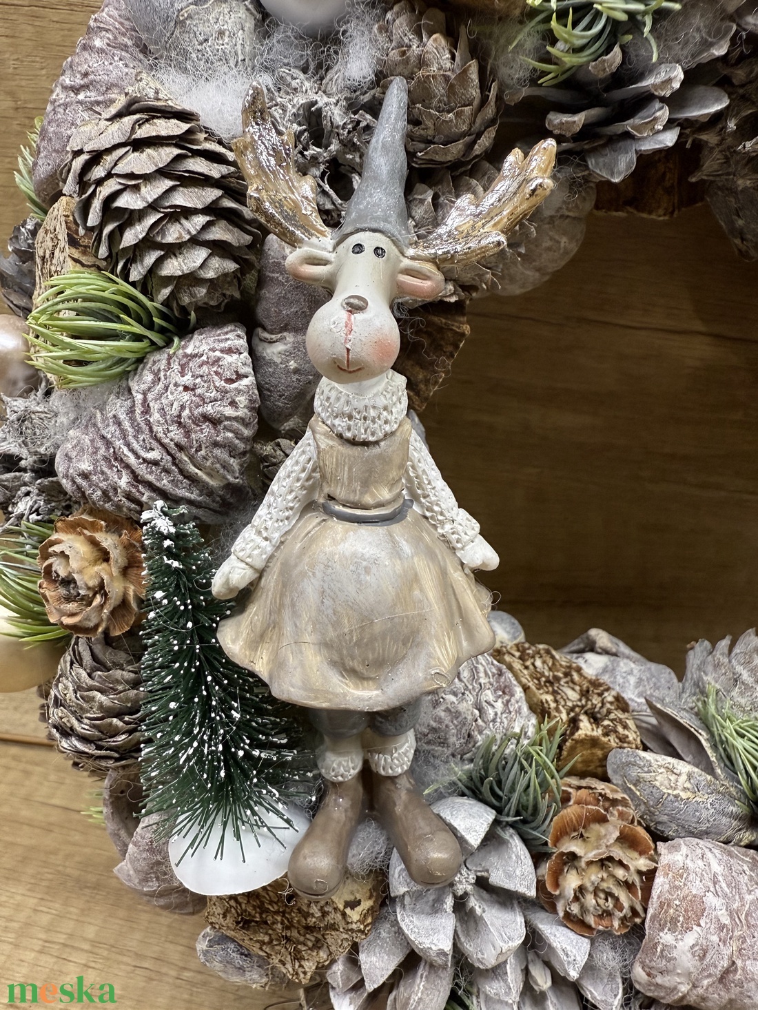 Téli kopogtató kerámia szarvassal - karácsony - adventi díszek - adventi ajtódísz - Meska.hu