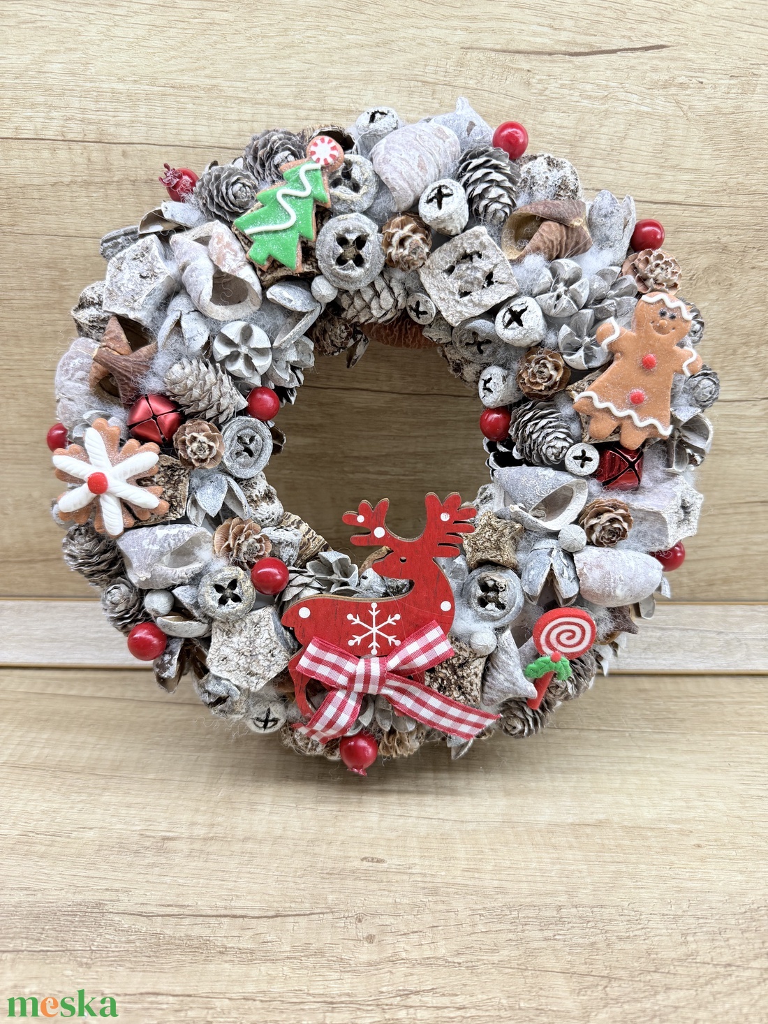 Téli kopogtató szarvassal - karácsony - adventi díszek - adventi ajtódísz - Meska.hu