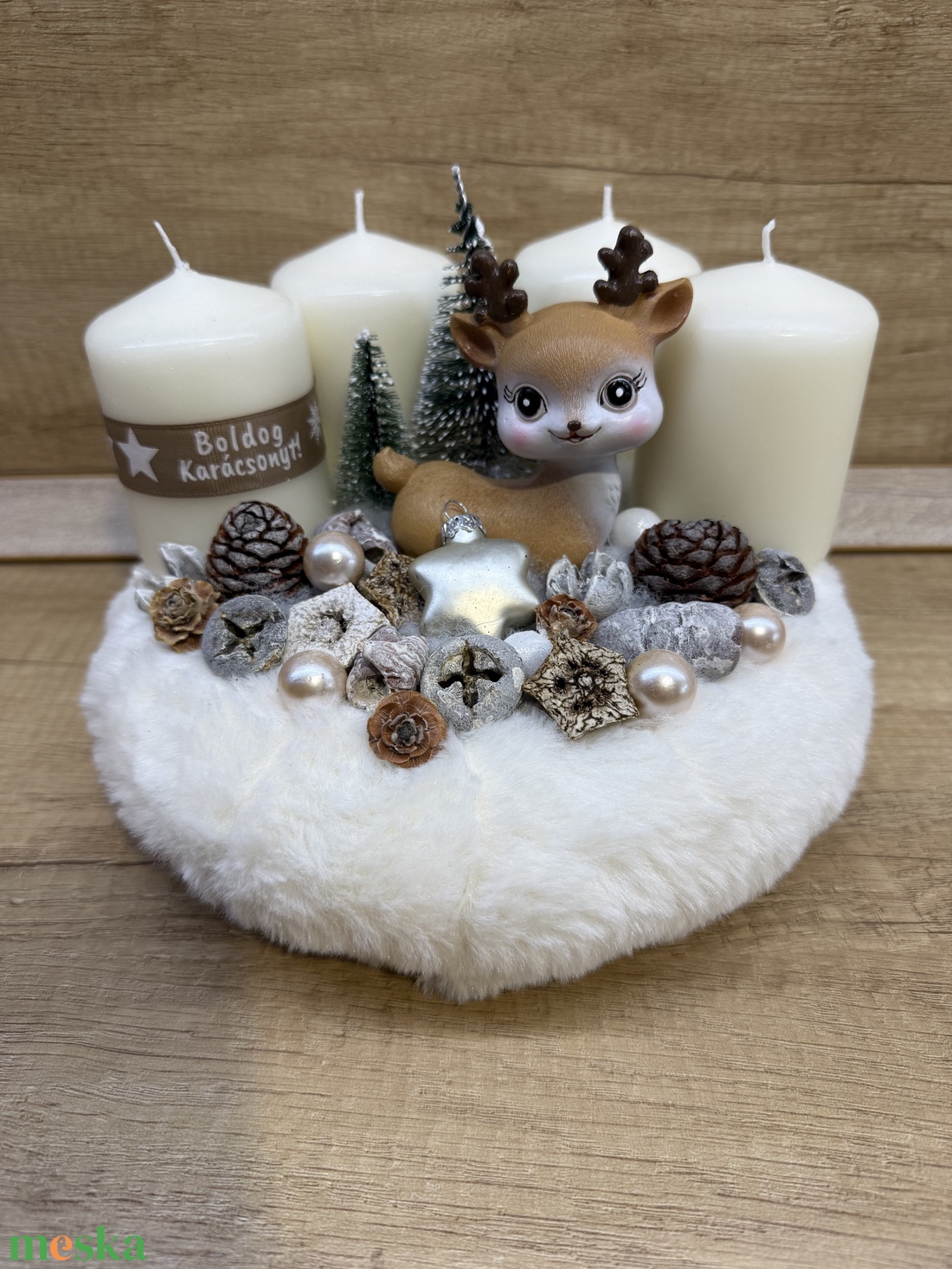 Őzikés adventi koszorú - karácsony - adventi díszek - adventi gyertyadíszek és koszorúdíszek - Meska.hu
