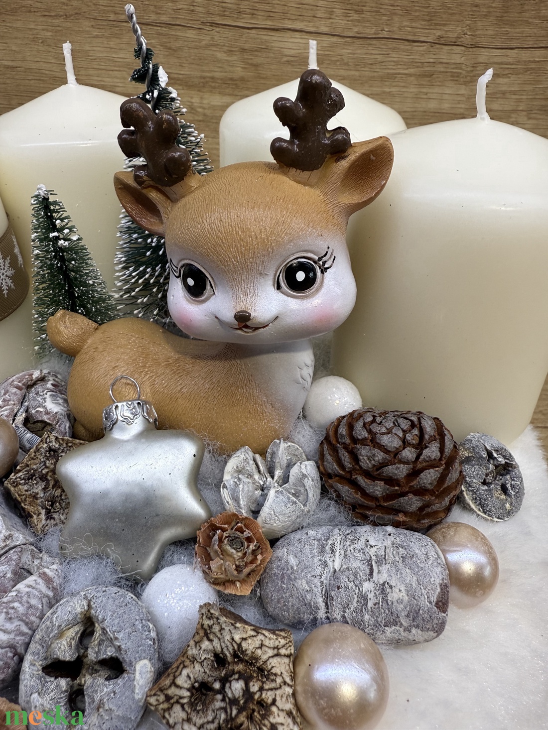 Őzikés adventi koszorú - karácsony - adventi díszek - adventi gyertyadíszek és koszorúdíszek - Meska.hu