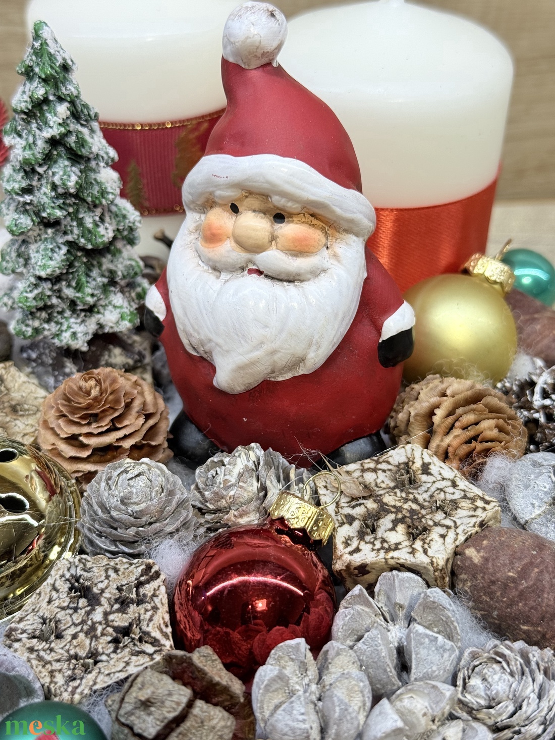 Adventi koszorú  mikulással - karácsony - adventi díszek - adventi gyertyadíszek és koszorúdíszek - Meska.hu