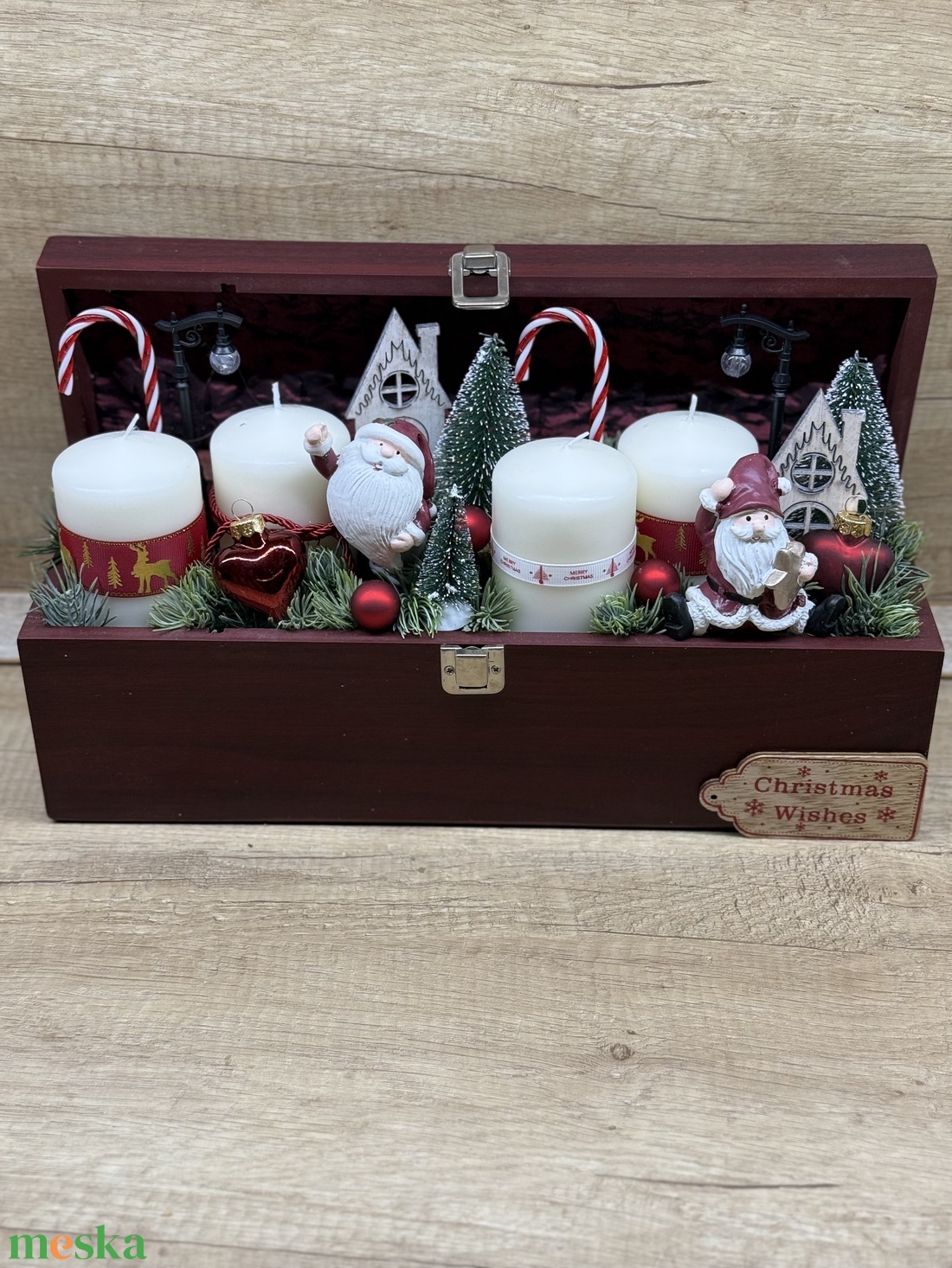 Adventi asztaldísz dobozban - karácsony - adventi díszek - adventi gyertyadíszek és koszorúdíszek - Meska.hu
