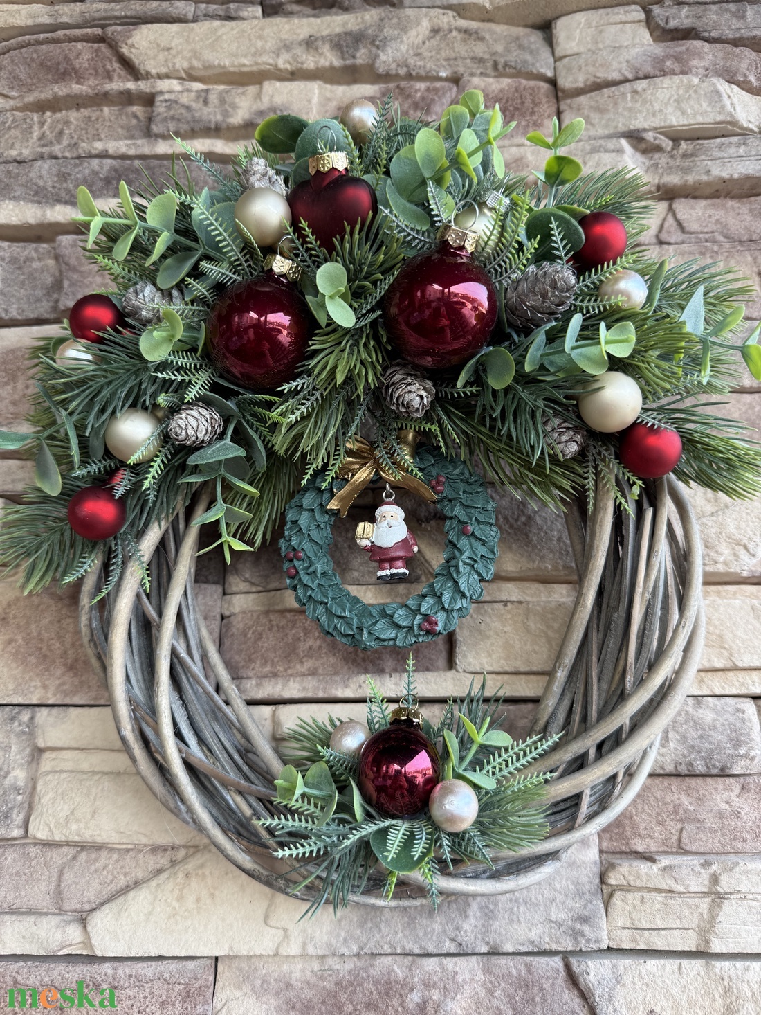 Kopogtató gömbökkel - karácsony - adventi díszek - adventi ajtódísz - Meska.hu