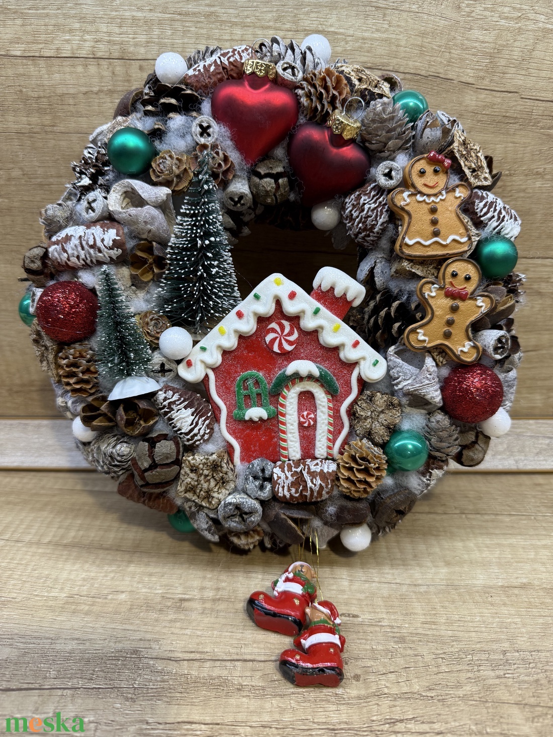 Téli kopogtató cukorka házikóval - karácsony - adventi díszek - adventi ajtódísz - Meska.hu