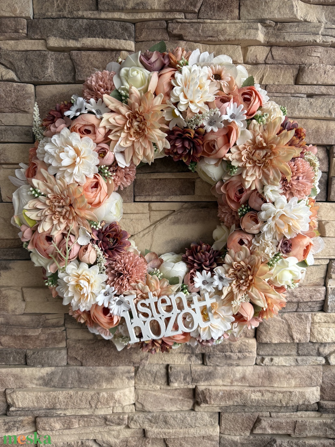 Isten hozott-barack színű kopogtató - otthon & életmód - dekoráció - ajtó- és ablak dekoráció - ajtódísz & kopogtató - Meska.hu