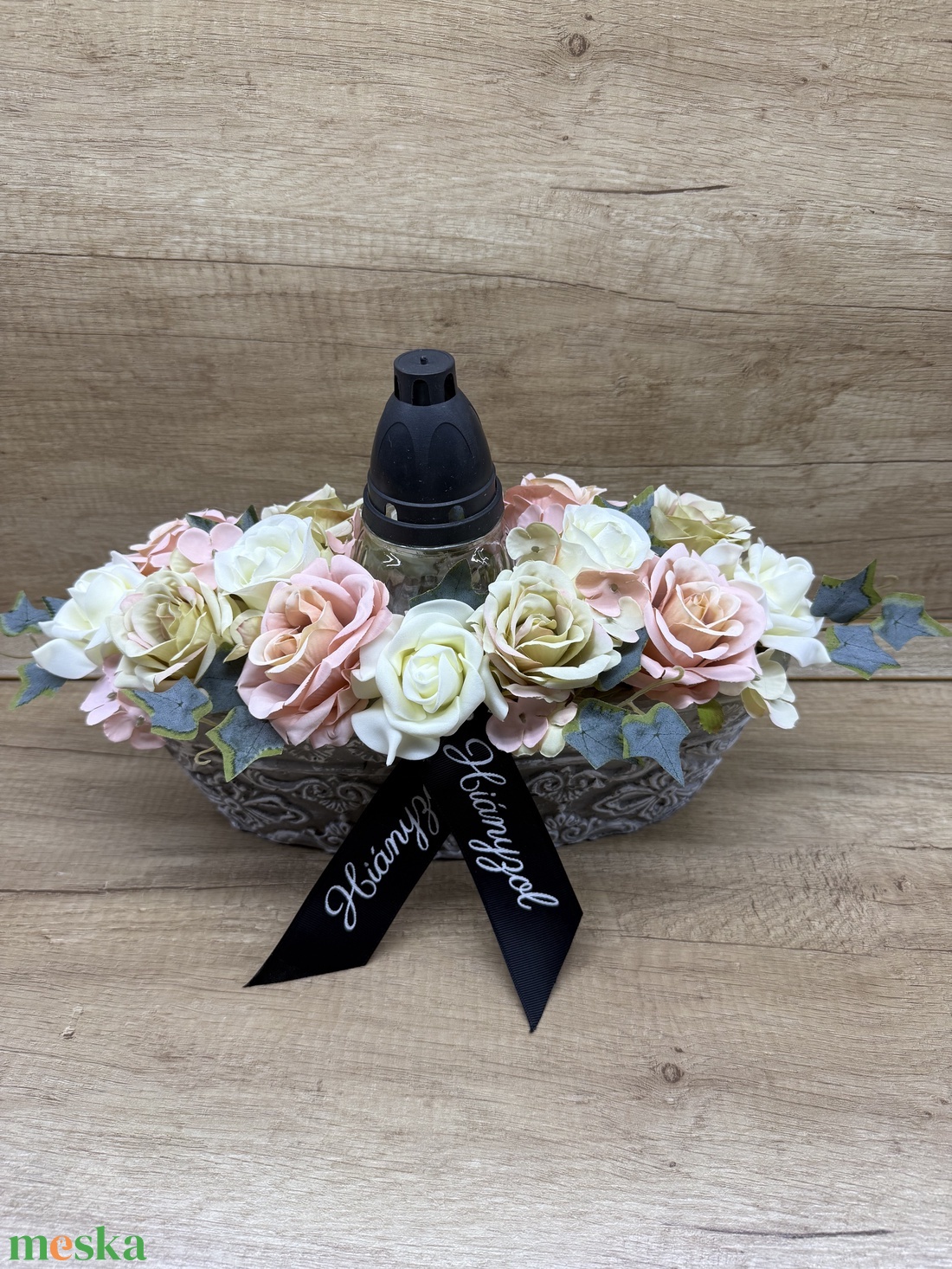 Rózsaszín rózsás sírdísz  - otthon & életmód - vallás - temetkezési tárgy - sírdísz, kegyeleti dísz - Meska.hu