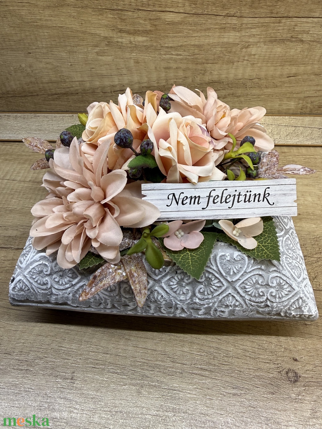 Sírdísz rózsaszín rózsákkal - otthon & életmód - vallás - temetkezési tárgy - sírdísz, kegyeleti dísz - Meska.hu