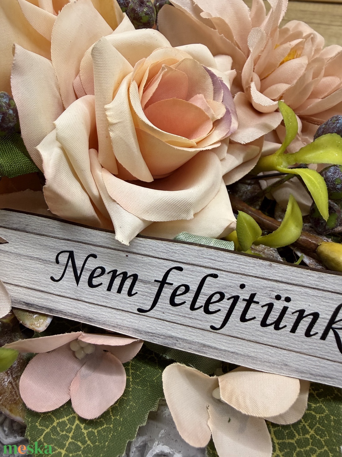 Sírdísz rózsaszín rózsákkal - otthon & életmód - vallás - temetkezési tárgy - sírdísz, kegyeleti dísz - Meska.hu