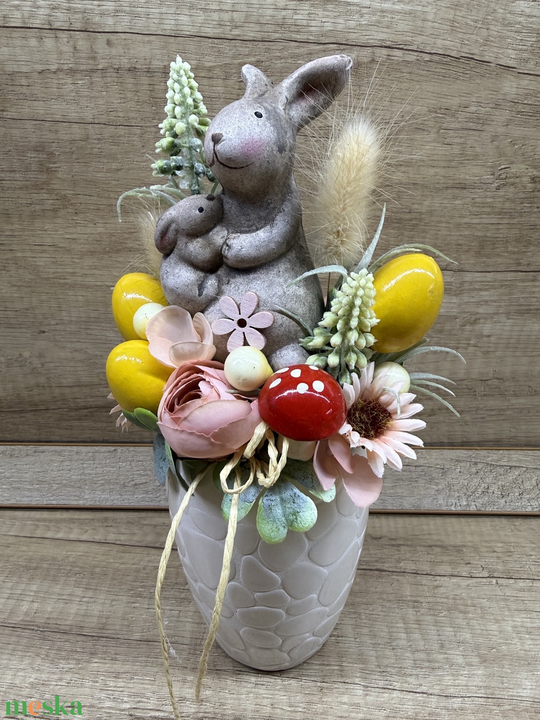 Húsvéti asztali dísz nyuszival 1 - otthon & életmód - dekoráció - asztal és polc dekoráció - asztaldísz - Meska.hu