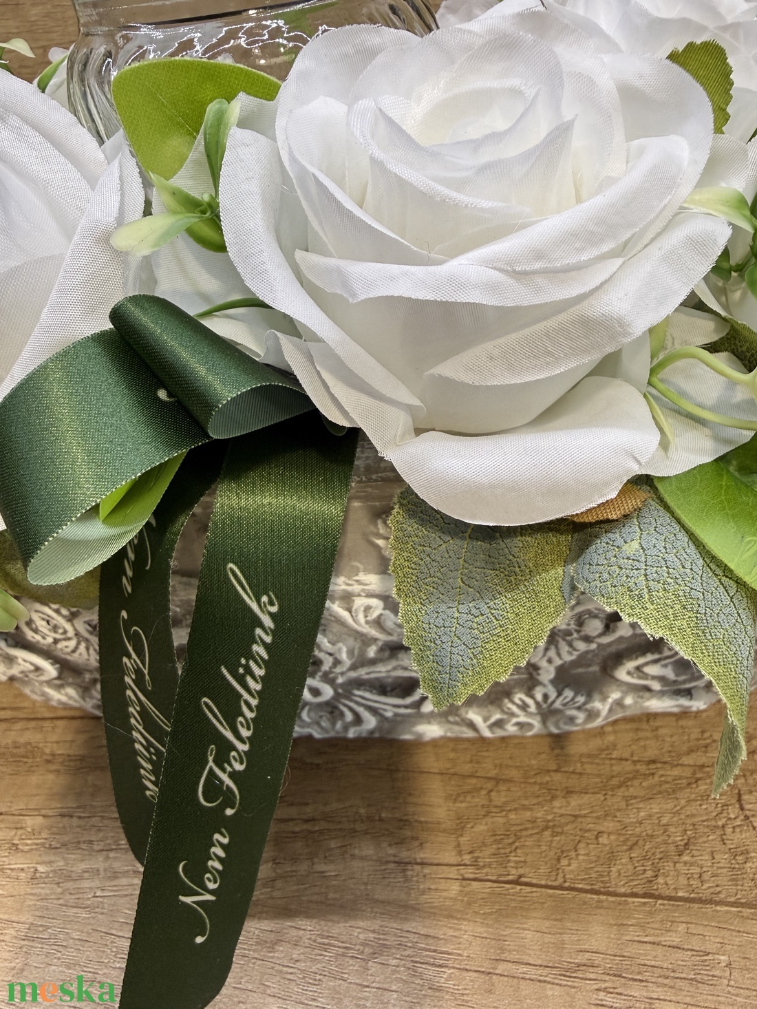 Fehér  sírdísz mécsessel - otthon & életmód - vallás - temetkezési tárgy - sírdísz, kegyeleti dísz - Meska.hu