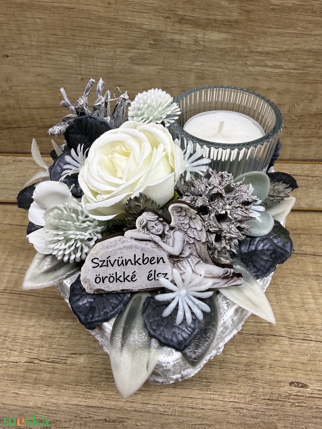 Szív alakú sírdísz 10 - otthon & életmód - vallás - temetkezési tárgy - sírdísz, kegyeleti dísz - Meska.hu