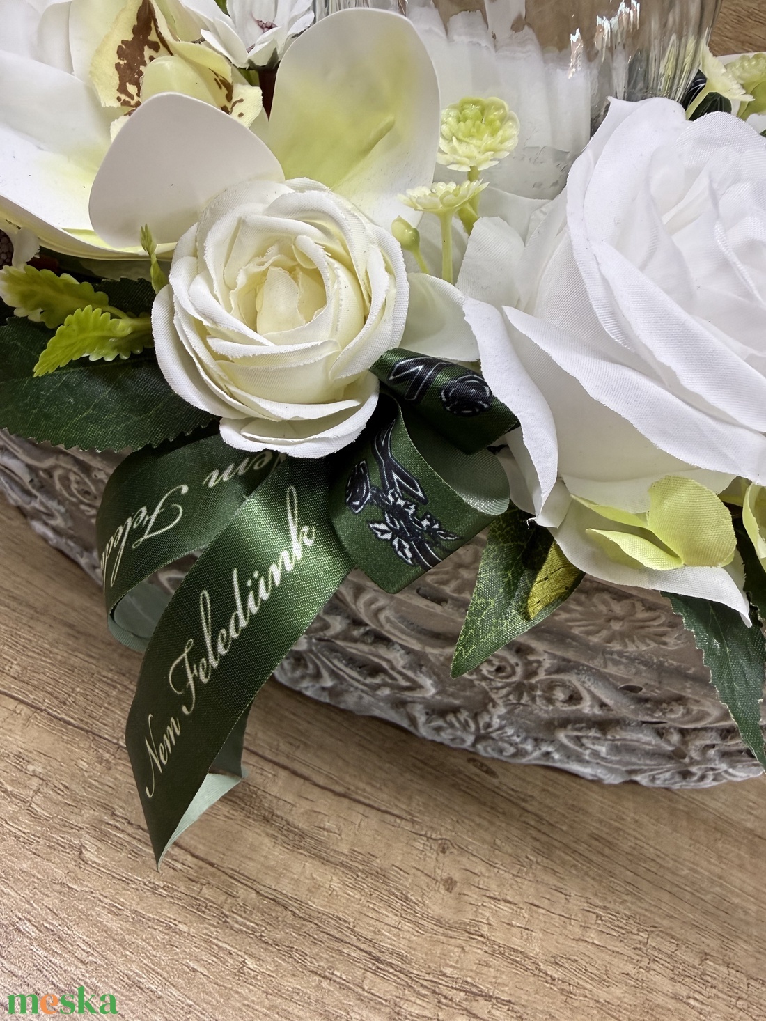 Orchideás  sírdísz mécsessel - otthon & életmód - vallás - temetkezési tárgy - sírdísz, kegyeleti dísz - Meska.hu