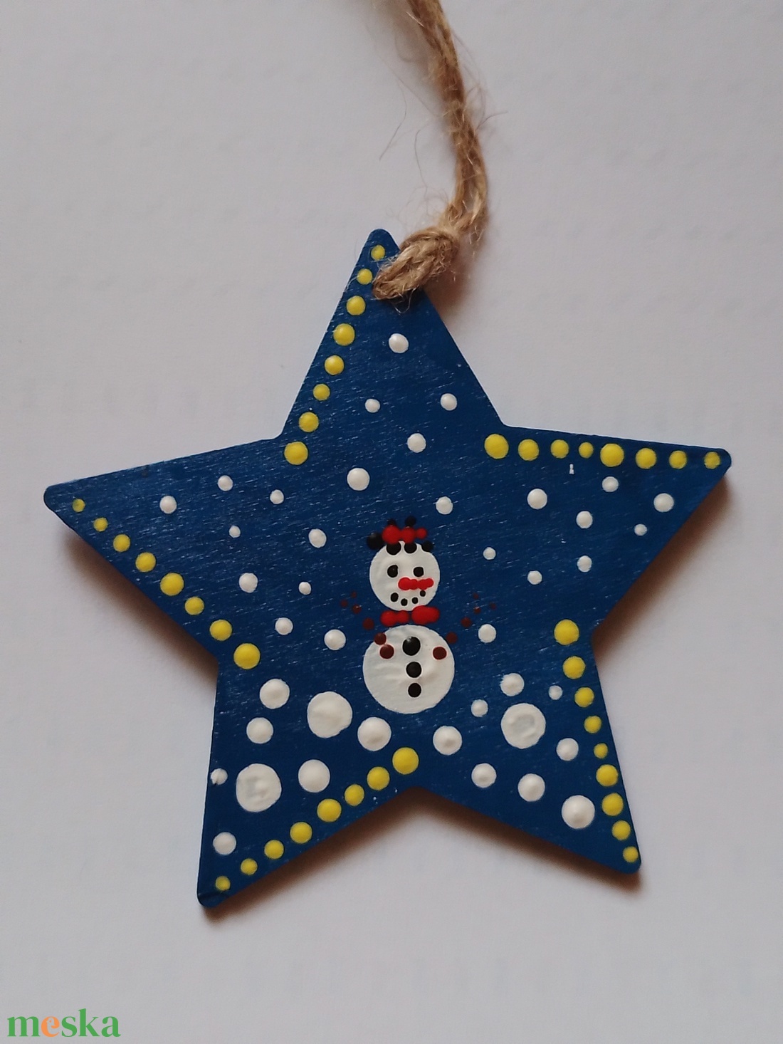 Karácsonyfadísz pontozott technikával, hóember mintával - 5 darabos készlet - karácsony - karácsonyi lakásdekoráció - karácsonyfadíszek - Meska.hu