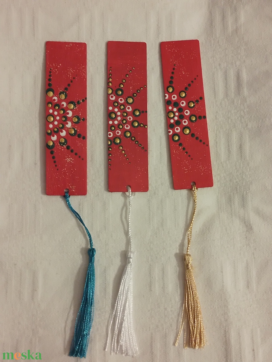 Könyvjelző pontozott technikával,  3 db-os készlet - otthon & életmód - dekoráció - dísztárgy - Meska.hu