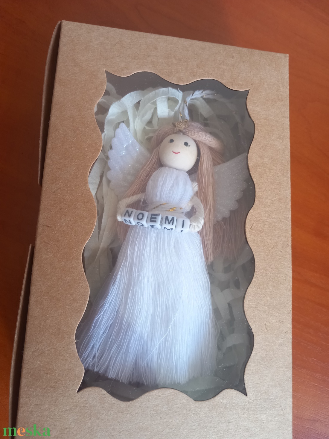 Névreszóló angyalka díszdobozban - karácsony - karácsonyi ajándékozás - karácsonyi ajándékcsomagolás - Meska.hu
