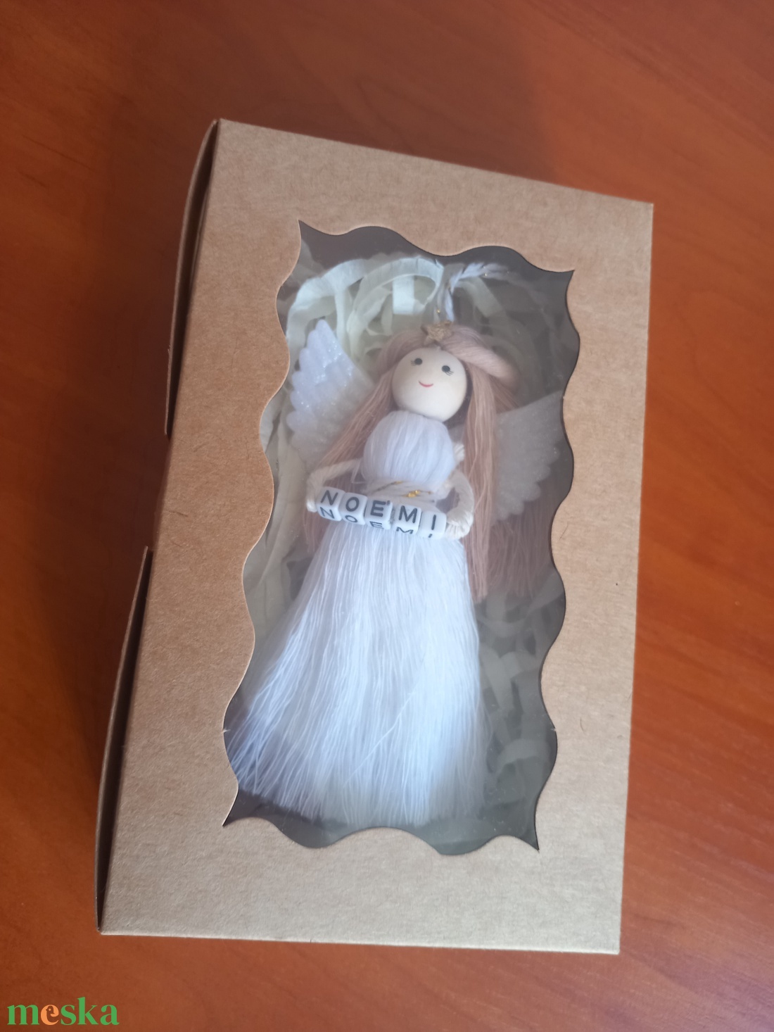 Névreszóló angyalka díszdobozban - karácsony - karácsonyi ajándékozás - karácsonyi ajándékcsomagolás - Meska.hu