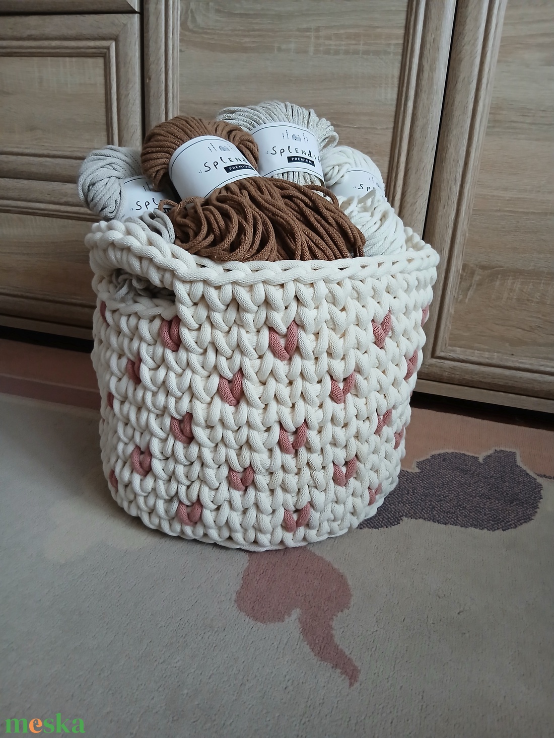 35 cm átmérőjű horgolt tároló - otthon & életmód - tárolás & rendszerezés - tárolókosár - Meska.hu