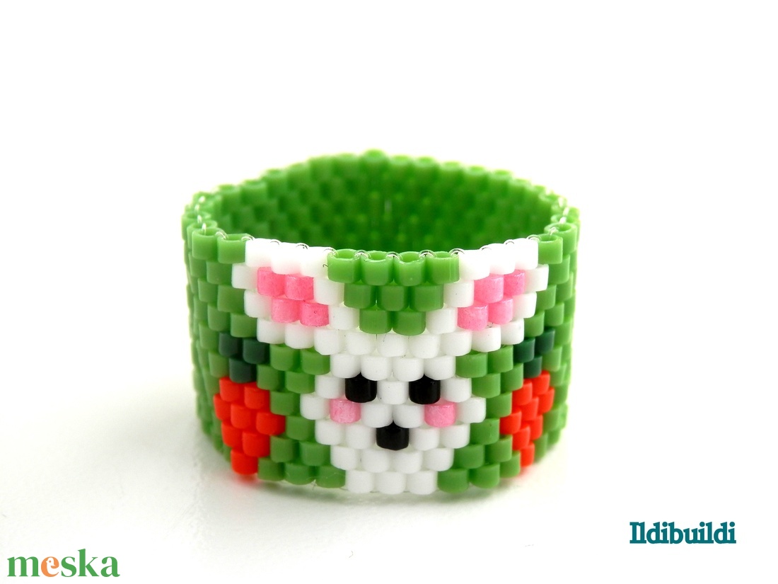 Húsvéti nyuszis répás gyűrű - ékszer - gyűrű - gyöngyös gyűrű - Meska.hu