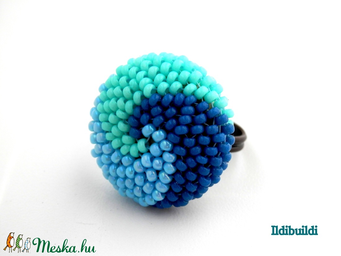 Spirálos 3 színű kerek gyűrű 51. verzió - Mint a tenger - ékszer - gyűrű - kerek gyűrű - Meska.hu