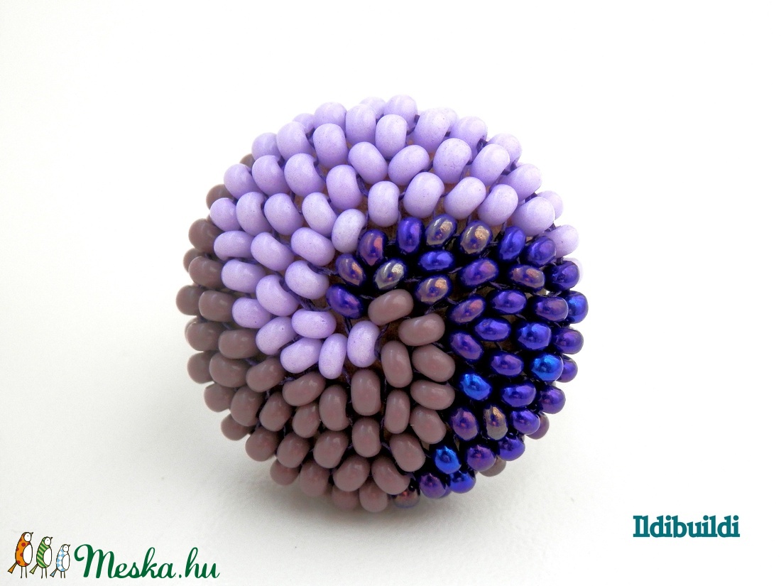 Spirálos 3 színű kerek gyűrű 59. verzió - ibolya, lila és metál kékeslila - ékszer - gyűrű - kerek gyűrű - Meska.hu
