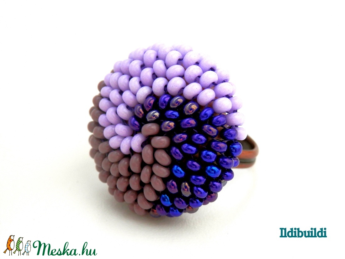 Spirálos 3 színű kerek gyűrű 59. verzió - ibolya, lila és metál kékeslila - ékszer - gyűrű - kerek gyűrű - Meska.hu