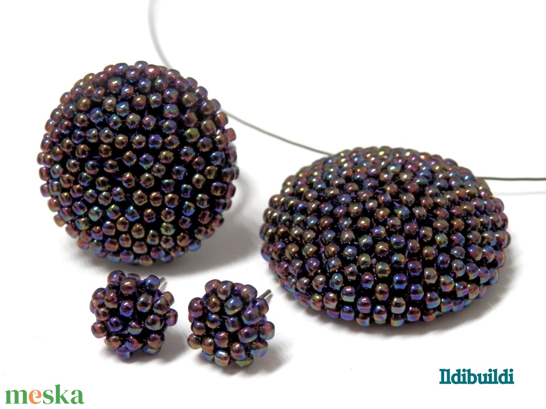 Irizálós fémes lila szett - ékszer - ékszerszett - Meska.hu