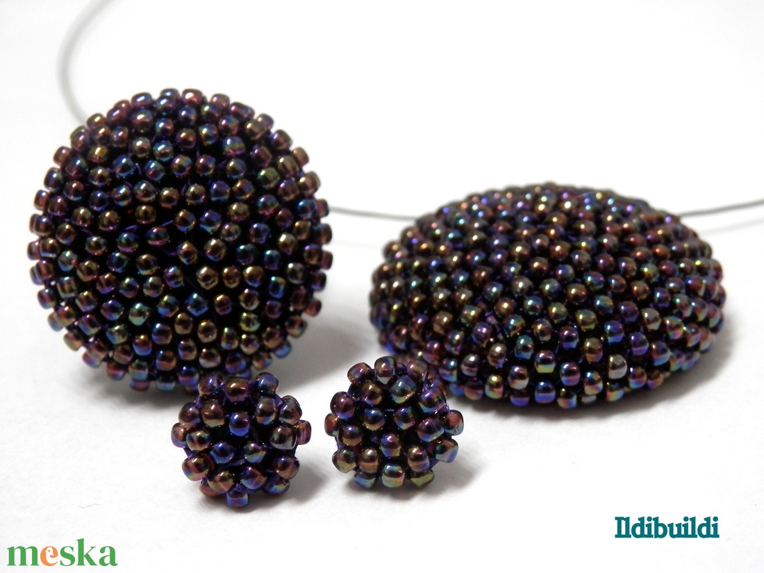 Irizálós fémes lila szett - ékszer - ékszerszett - Meska.hu