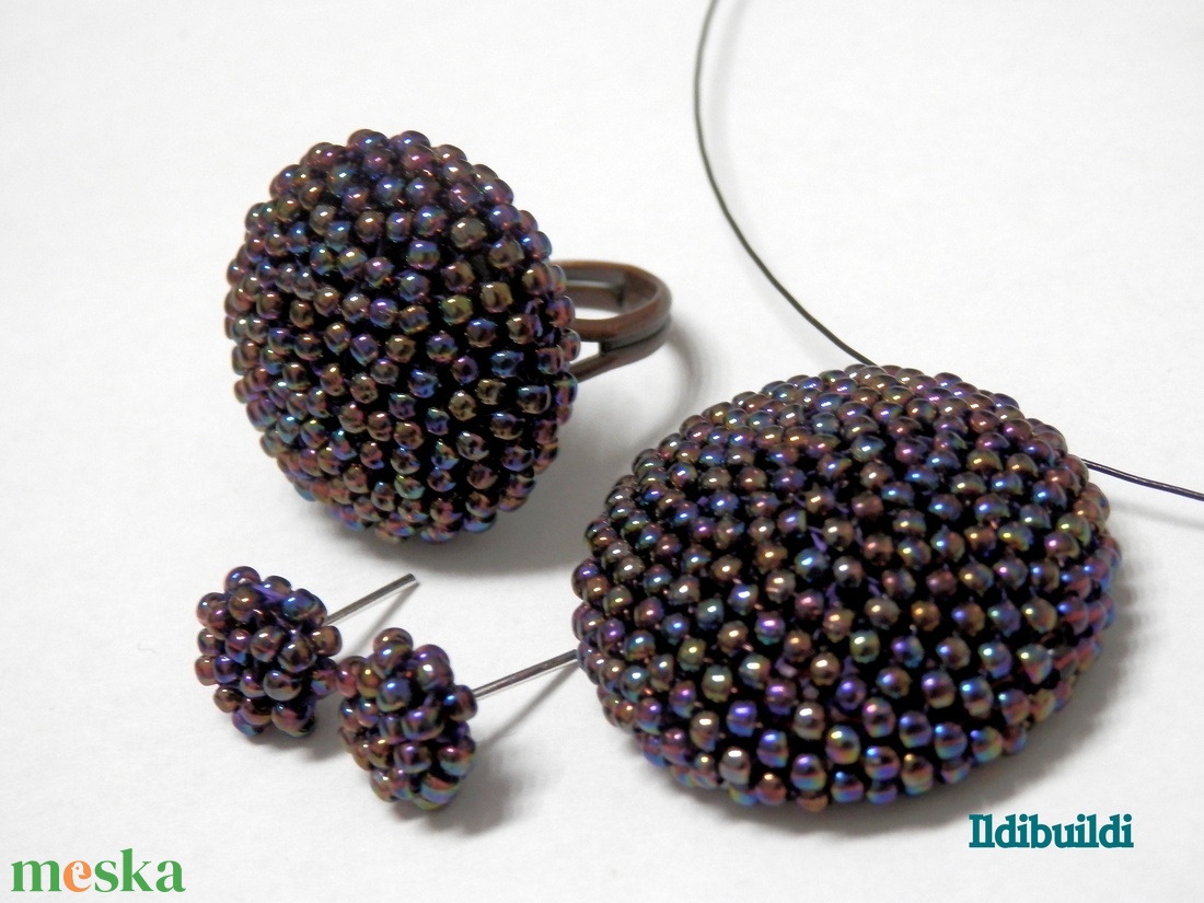 Irizálós fémes lila szett - ékszer - ékszerszett - Meska.hu