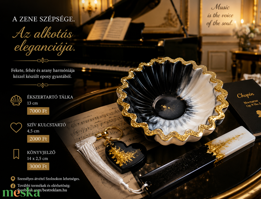 Feket�n a hófehér epoxit szett - otthon & életmód - dekoráció - asztal és polc dekoráció - asztaldísz - Meska.hu