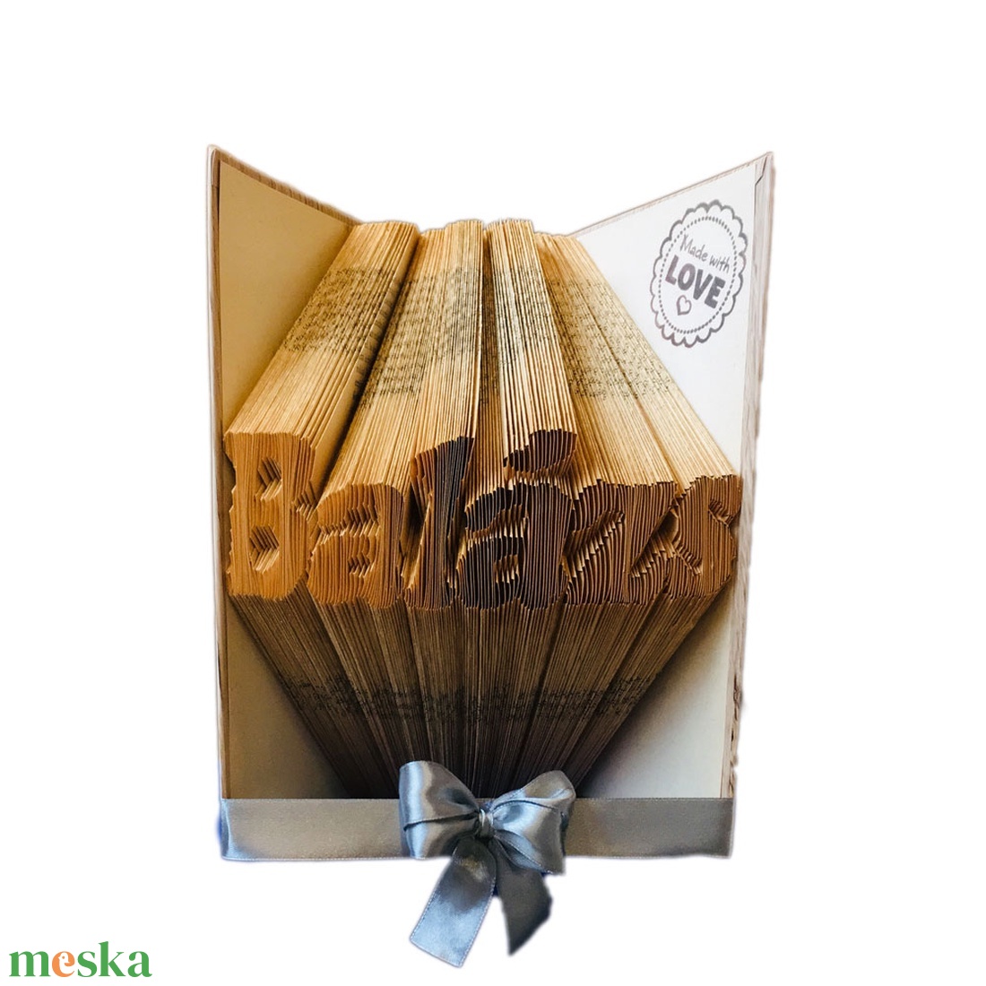 Egyedi neves hajtogatott könyv, könyvszobor születésnapra, névnapra, karácsonyra- Rendelésre  - otthon & életmód - dekoráció - asztal és polc dekoráció - könyvszobor - Meska.hu