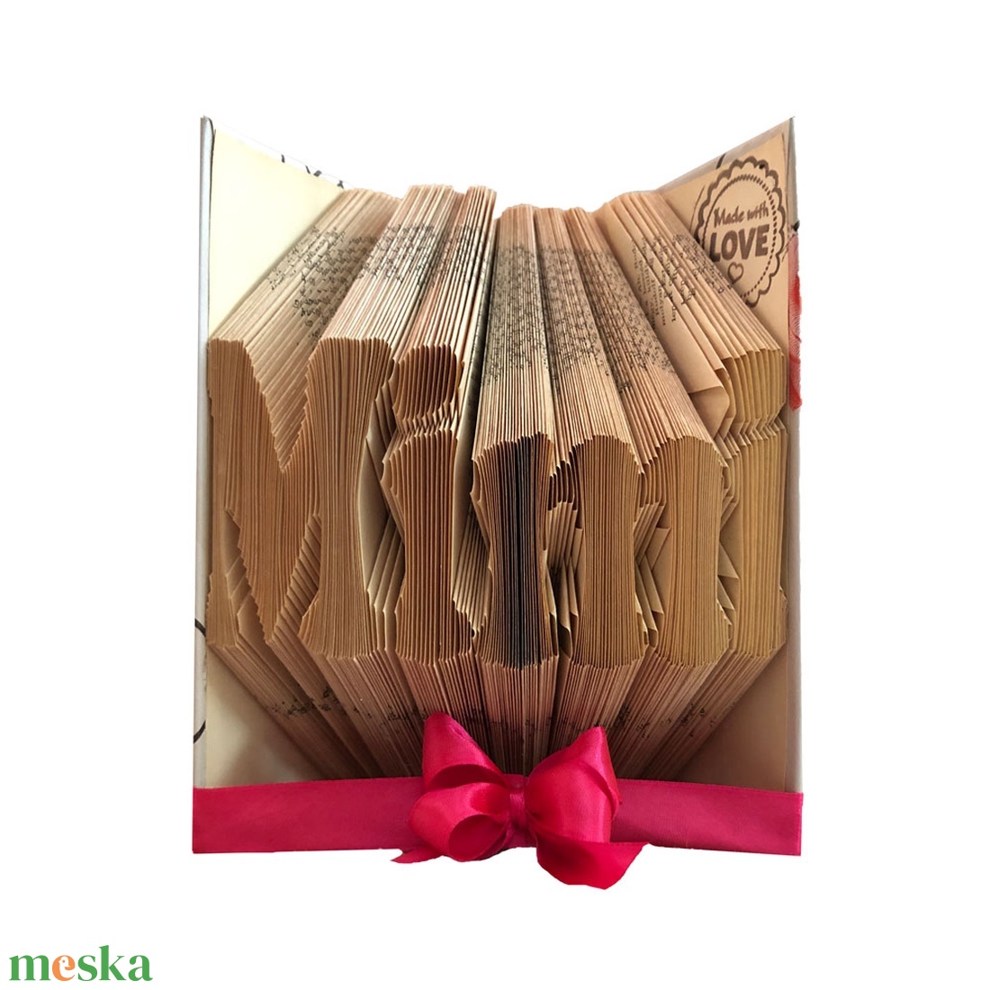 Mimi hajtogatott könyv, könyvszobor esküvőre, évfordulóra, nászajándéknak- Rendelésre  - otthon & lakás - dekoráció - asztal és polc dekoráció - könyvszobor - Meska.hu