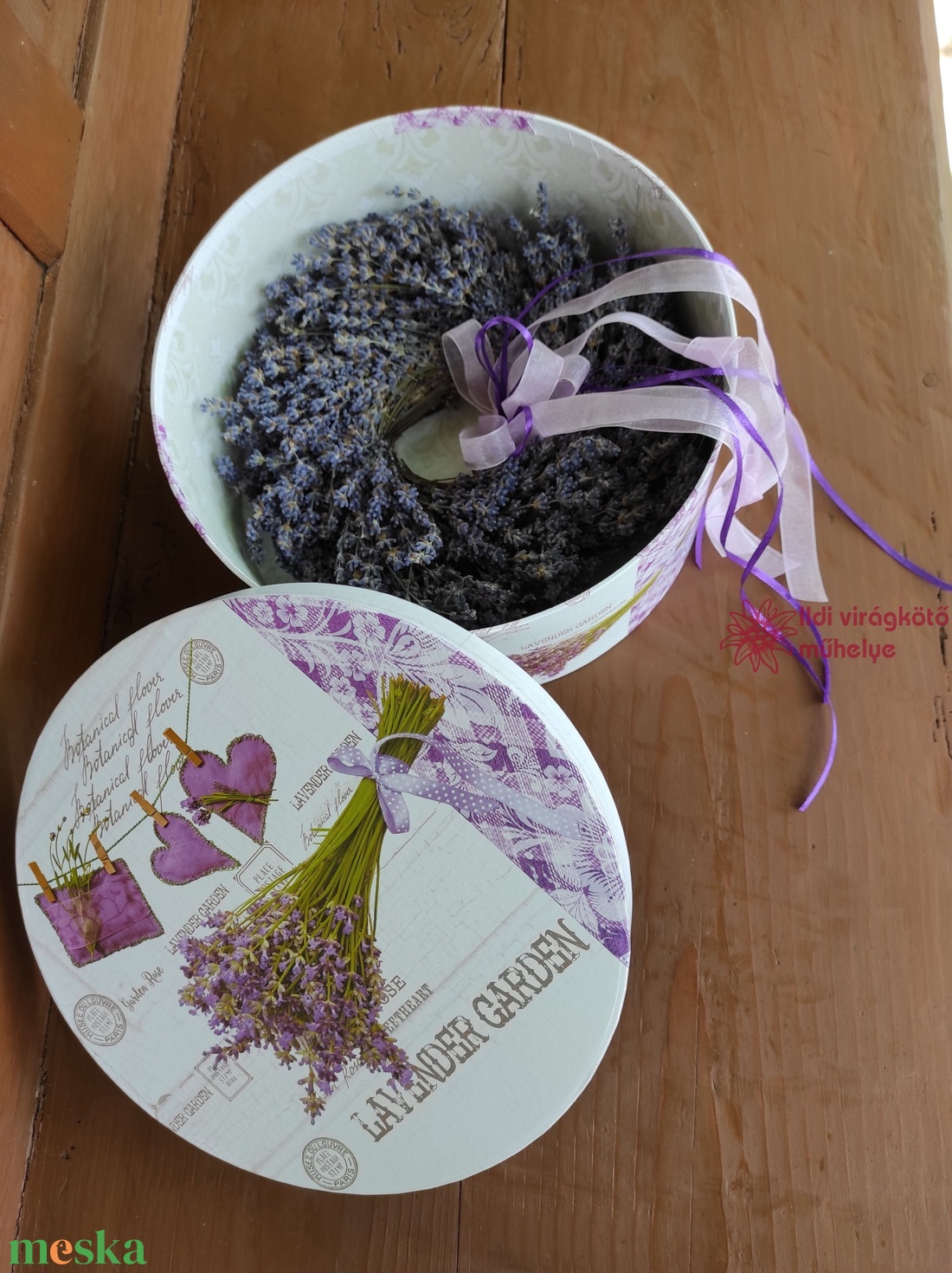 Levendula koszorú díszdobozban - otthon & életmód - dekoráció - ajtó- és ablak dekoráció - ajtódísz & kopogtató - Meska.hu