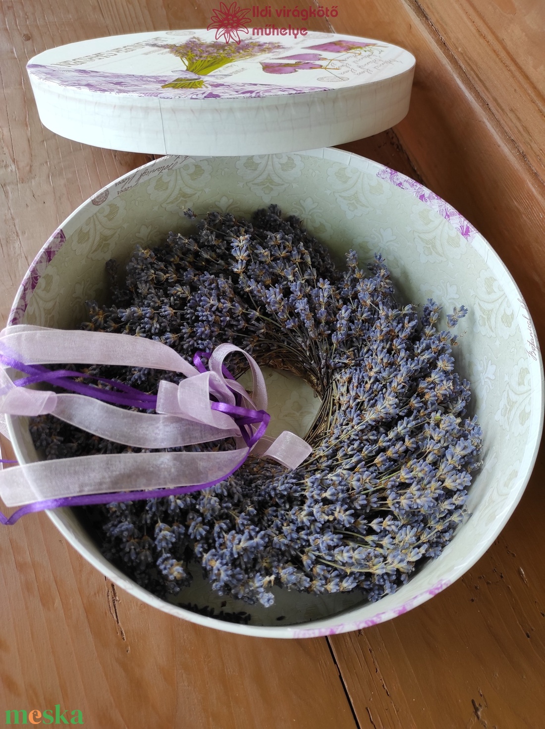 Levendula koszorú díszdobozban - otthon & életmód - dekoráció - ajtó- és ablak dekoráció - ajtódísz & kopogtató - Meska.hu