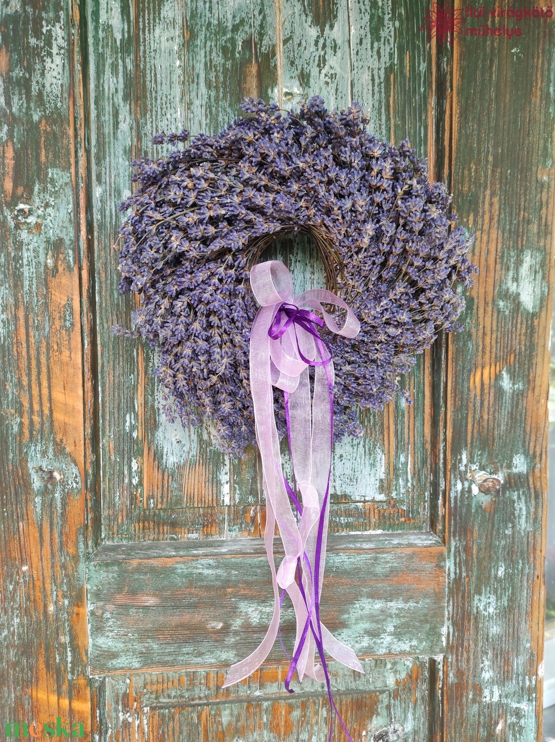 Levendula koszorú díszdobozban - otthon & életmód - dekoráció - ajtó- és ablak dekoráció - ajtódísz & kopogtató - Meska.hu