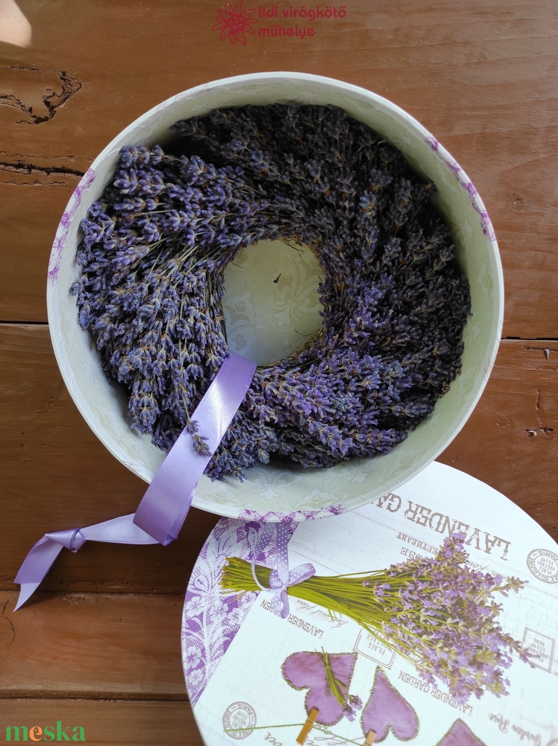 Levendula koszorú díszdobozban - otthon & életmód - dekoráció - ajtó- és ablak dekoráció - ajtódísz & kopogtató - Meska.hu