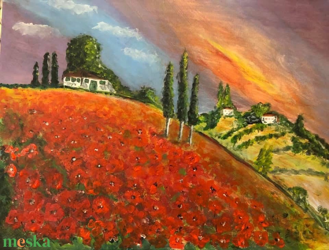 Toszkán nyár- akril festmény - művészet - festmény - akril - Meska.hu