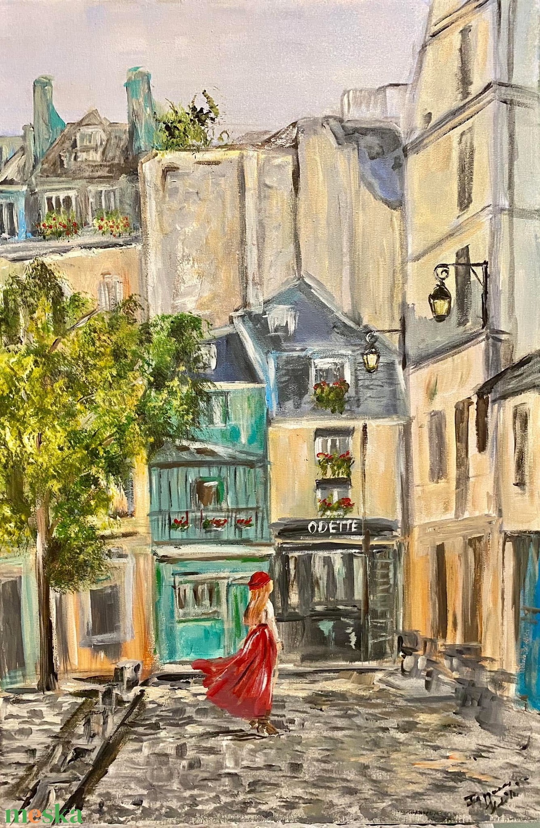 Séta Párizsban akril festmény - művészet - festmény - akril - Meska.hu