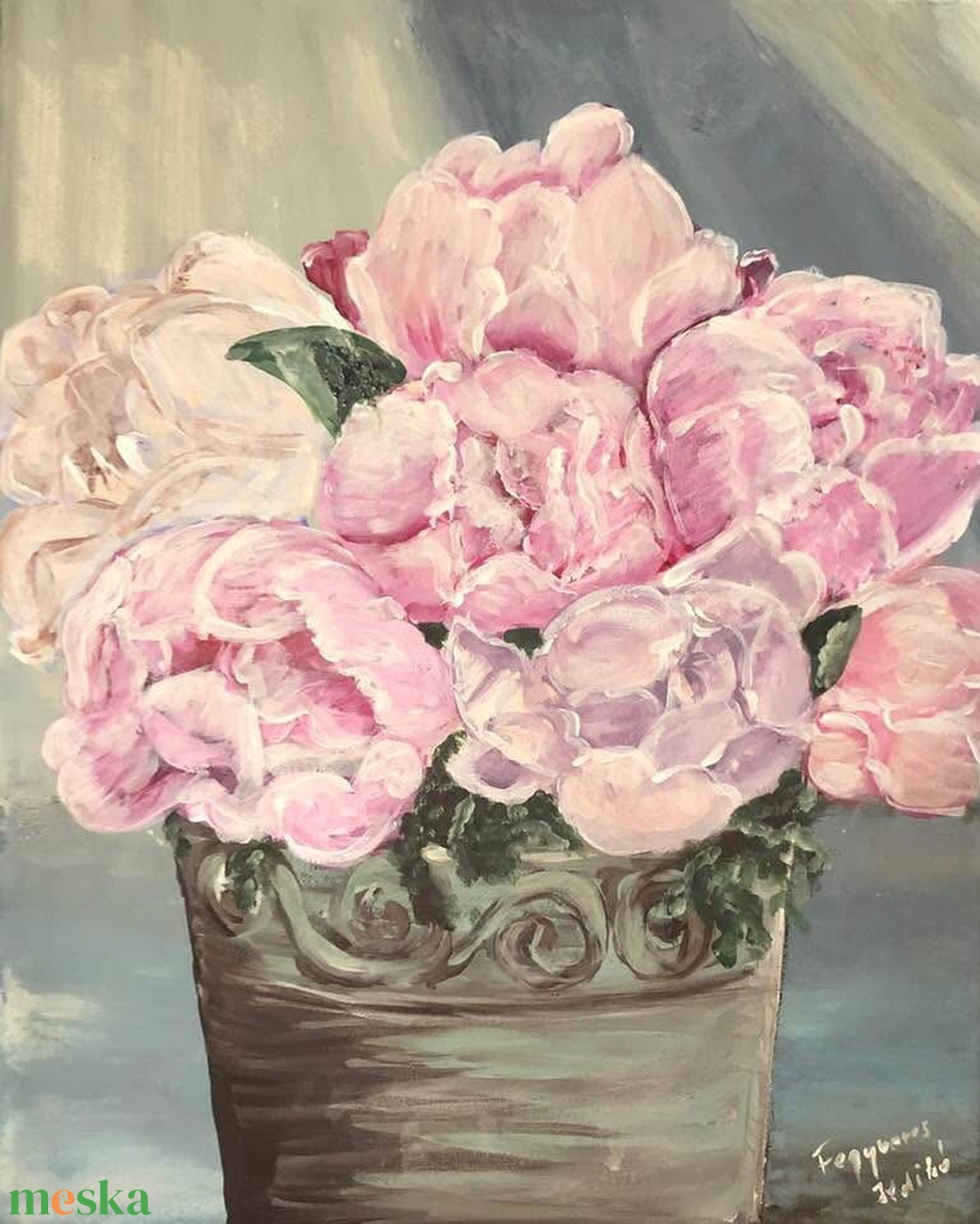 Rózsaszín csend- akril festmény - művészet - festmény - akril - Meska.hu