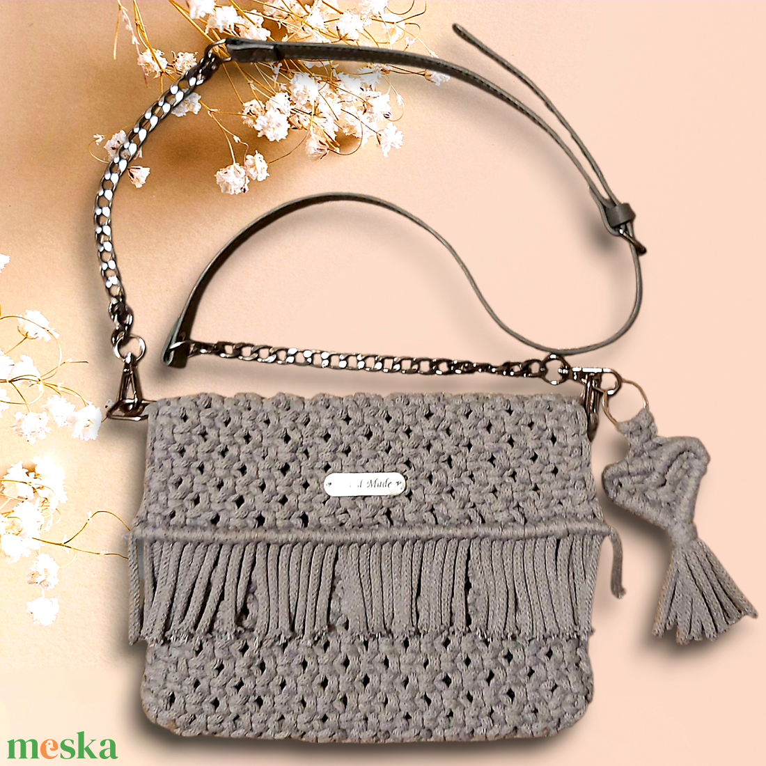 Makramé válltáska - táska & tok - kézitáska & válltáska - alkalmi táska - Meska.hu