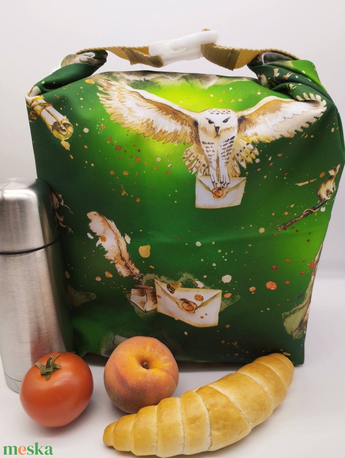 Uzsonnás táska - Rolltop lunch bag - zero waste - táska & tok - uzsonna- & ebéd tartó - ebéd tasak, doboz - Meska.hu