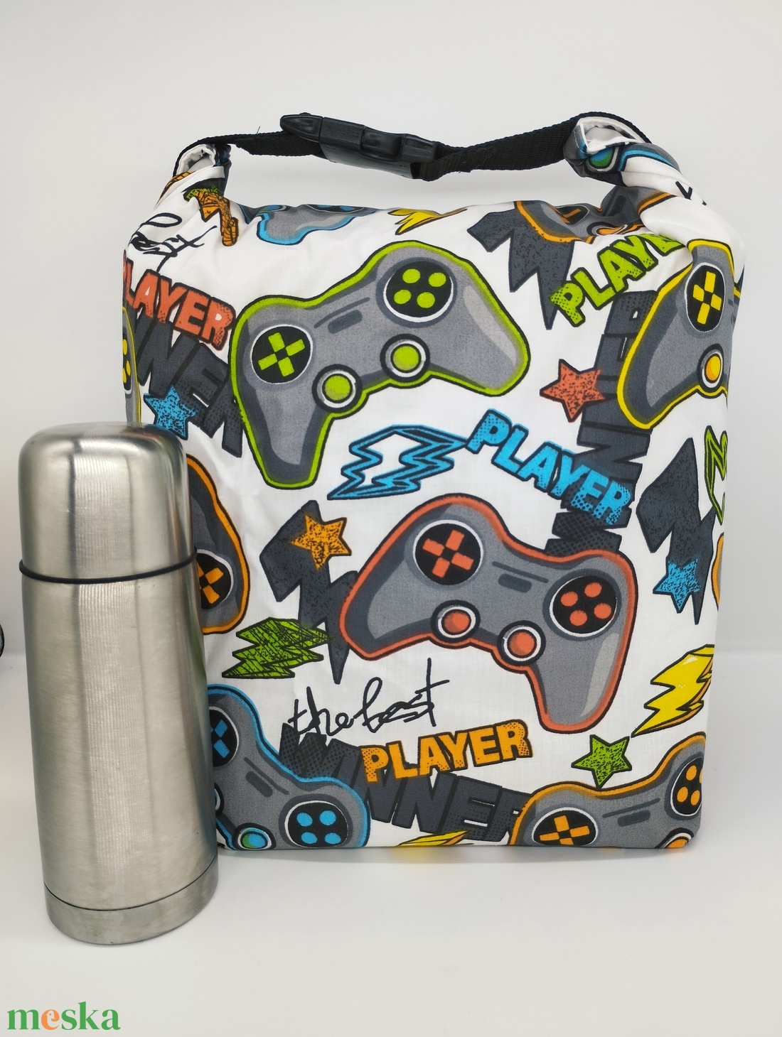 Gameres Uzsonnás táska - Roll top Lunch bag - Zero waste - táska & tok - uzsonna- & ebéd tartó - ebéd tasak, doboz - Meska.hu Gameres Uzsonnás táska - Roll top Lunch bag - Zero waste - táska & tok - uzsonna- & ebéd tartó - ebéd tasak, doboz - Meska.hu
