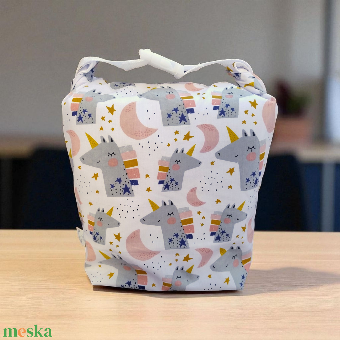 Unikornisos Uzsonnás táska - Roll top Lunch bag - Zero waste  - táska & tok - uzsonna- & ebéd tartó - ebéd tasak, doboz - Meska.hu