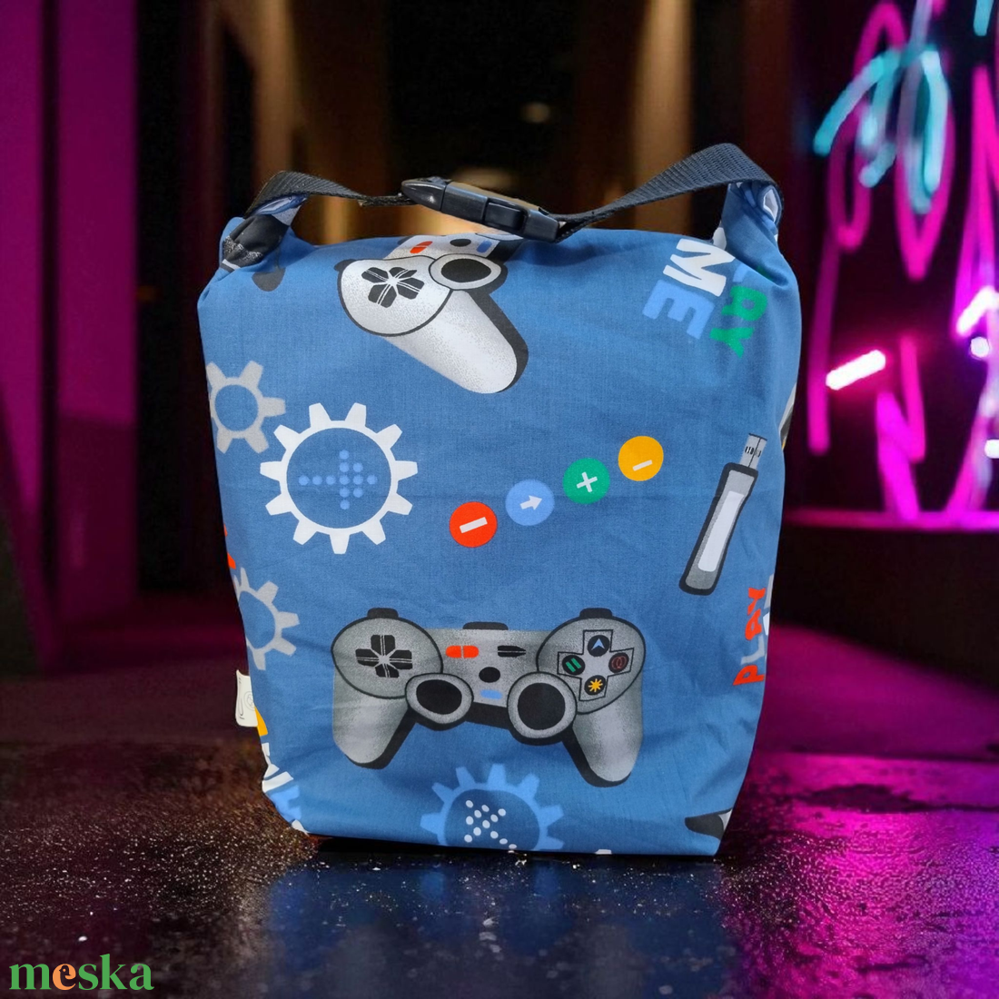 Gameres Uzsonnás táska - Roll top Lunch bag - Zero waste  - táska & tok - uzsonna- & ebéd tartó - ebéd tasak, doboz - Meska.hu
