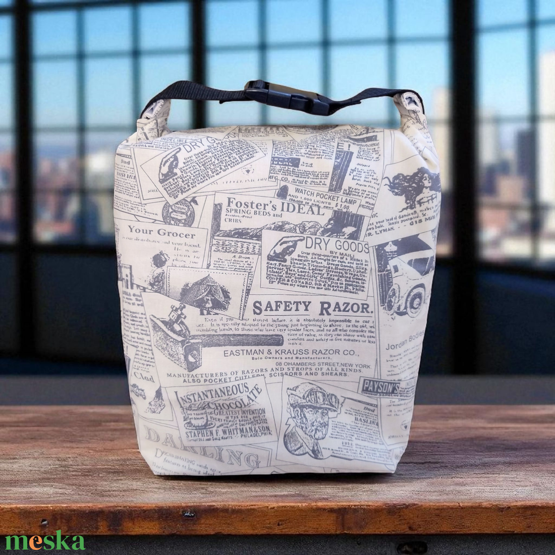  Uzsonnás táska - Roll top Lunch bag - Zero waste  - táska & tok - uzsonna- & ebéd tartó - ebéd tasak, doboz - Meska.hu