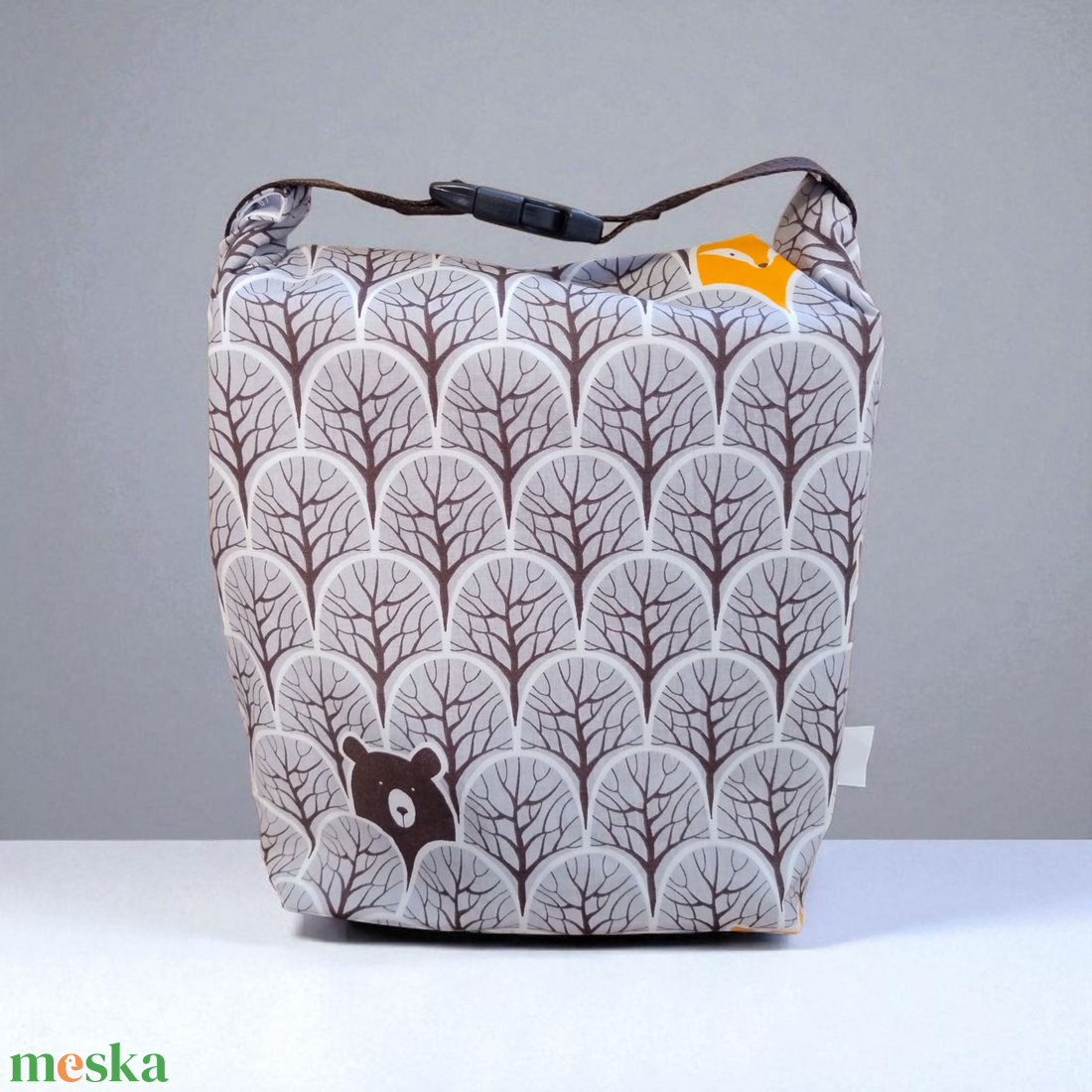 Erdei állatok Uzsonnás táska - Roll top Lunch bag - Zero waste  - táska & tok - uzsonna- & ebéd tartó - ebéd tasak, doboz - Meska.hu