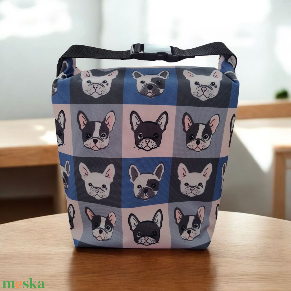 Bulldogos Uzsonnás táska - Roll top Lunch bag - Zero waste  - táska & tok - uzsonna- & ebéd tartó - ebéd tasak, doboz - Meska.hu